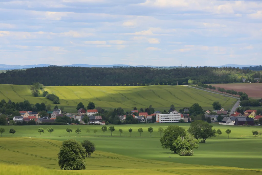 Blick auf Ruppendorf - über Getreidefelder aus Richtung Beerwalde