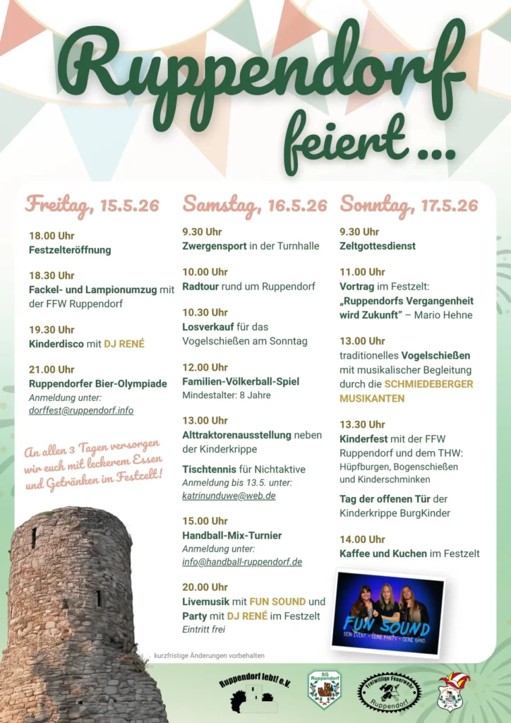 Veranstaltungsplakat Ruppendorf feiert ... 2026.