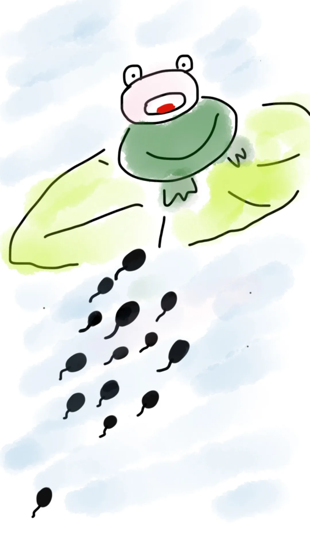 Illustration: Frosch mit Kaulquappen — passend zum Brauerei-Skandal von 1727