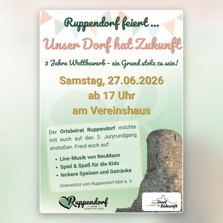 Plakat Ruppendorf feiert...Unser Dorf hat Zukunft